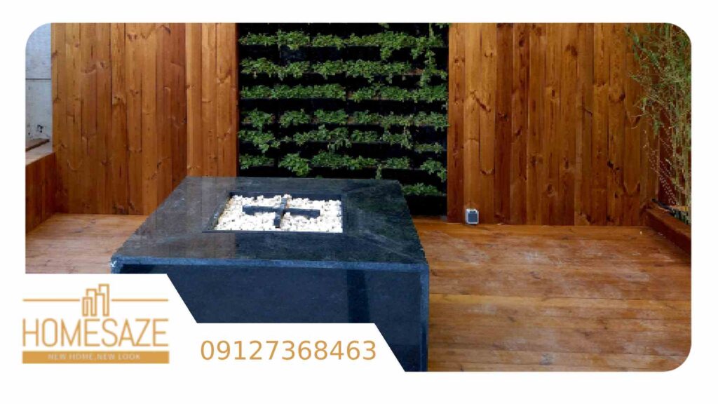 اجرای آتشدان و گرین وال در روفگاردن