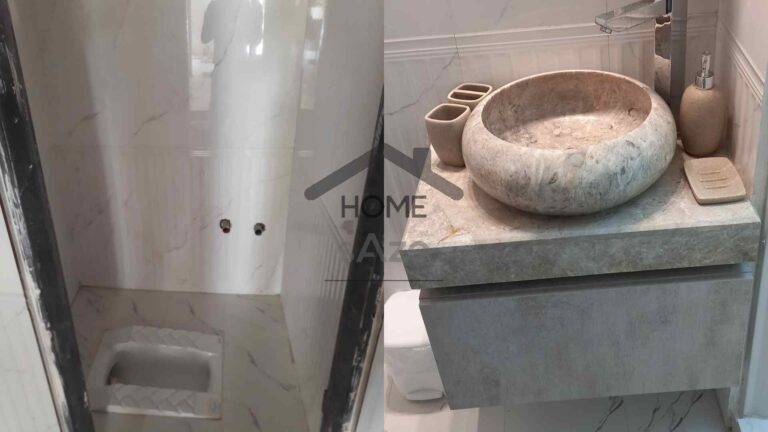 نمونه بازسازی حمام و دستشویی