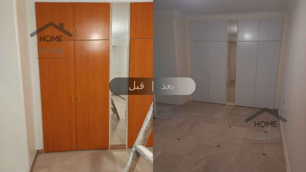 قبل و بعد از بازسازی کمد دیواری اتاق خواب